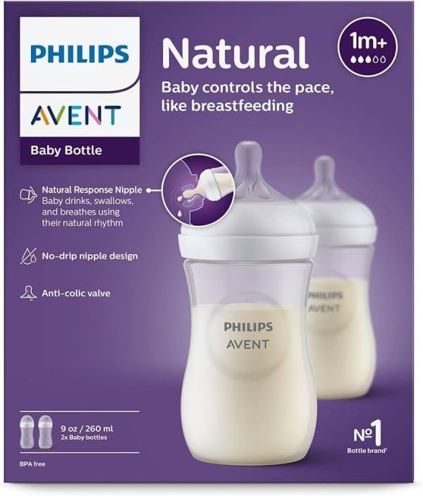 Philips Avent Natural Response Baby Bottle (Feeder), 260ml, 2 Bottle