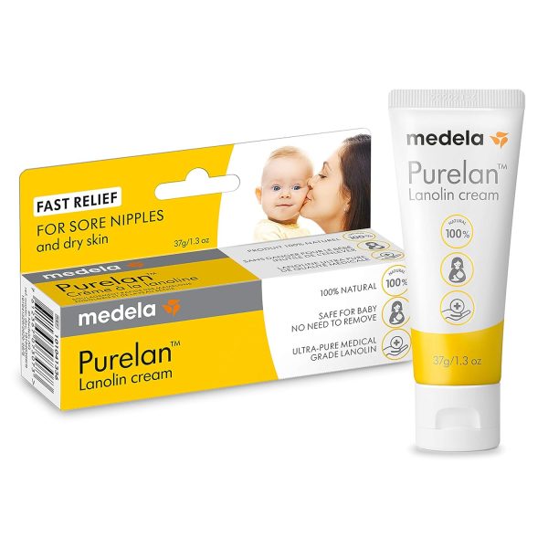 Medela Purelan Lanolin Nipple Cream for Breastfeeding, 100% Natural, Hypoallergenic, Soothing Protection, 1.3 Ounce Tube/ 37 Gram