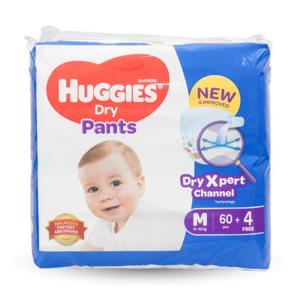 Huggies Dry Baby Diaper Pants M (6-12 kg) 64 pcs (Packaging Image Of The Product May Vary)