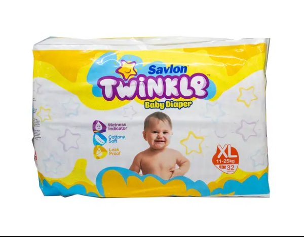 Savlon Twinkle Baby Belt Diaper XL (11-25 kg) 32pcs (Packaging Image Of The Product May Vary)