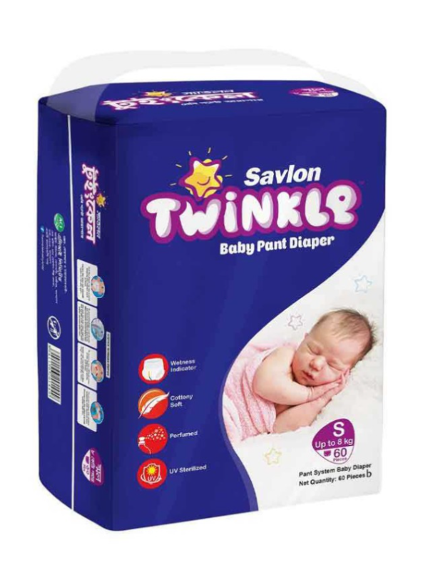 Savlon Twinkle Baby Pant Diaper S (0-8 kg) 42pcs (Packaging Image Of The Product May Vary)
