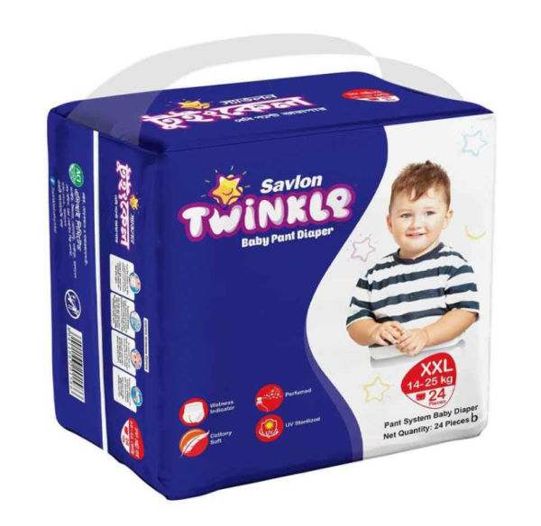 Savlon Twinkle Baby Pant Diaper XXL (16-30 kg) 24pcs (Packaging Image Of The Product May Vary)