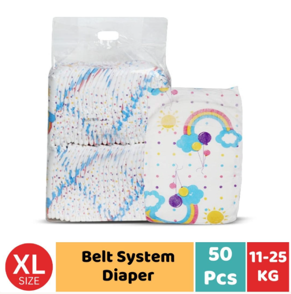 RFL Rainbow Diaper Belt XL (11-25 kg) 50 Pcs (Packaging Image Of The Product May Vary)