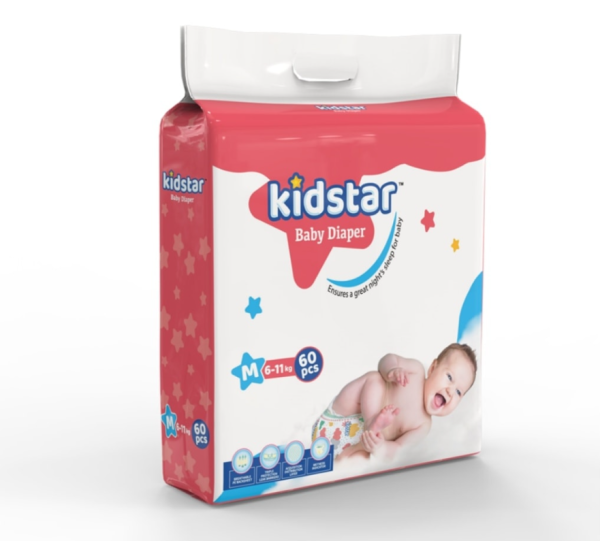 Kidstar Baby Diaper Belt M (6-11 kg) 60pcs (Packaging Image Of The Product May Vary)