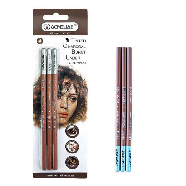 Acmeliae Charcoal Burnt Umber Pencils (3 pcs Set) 01-TCP