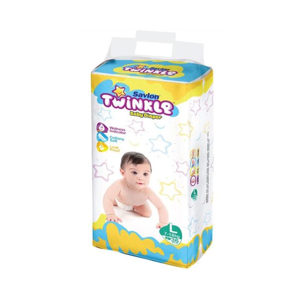 Savlon Twinkle Baby Belt Diaper L (7-18 kg) 36pcs (Packaging Image Of The Product May Vary)