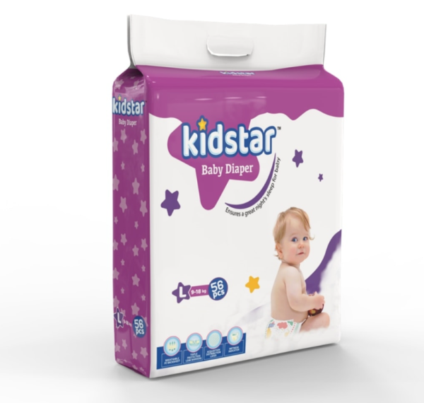 Kidstar Baby Diaper Belt L (9-18 kg) 56pcs (Packaging Image Of The Product May Vary)