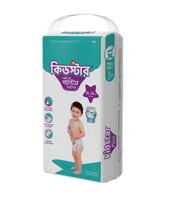 Kidstar Baby Diaper Pant XL (12-18 kg) 32pcs (Packaging Image Of The Product May Vary)