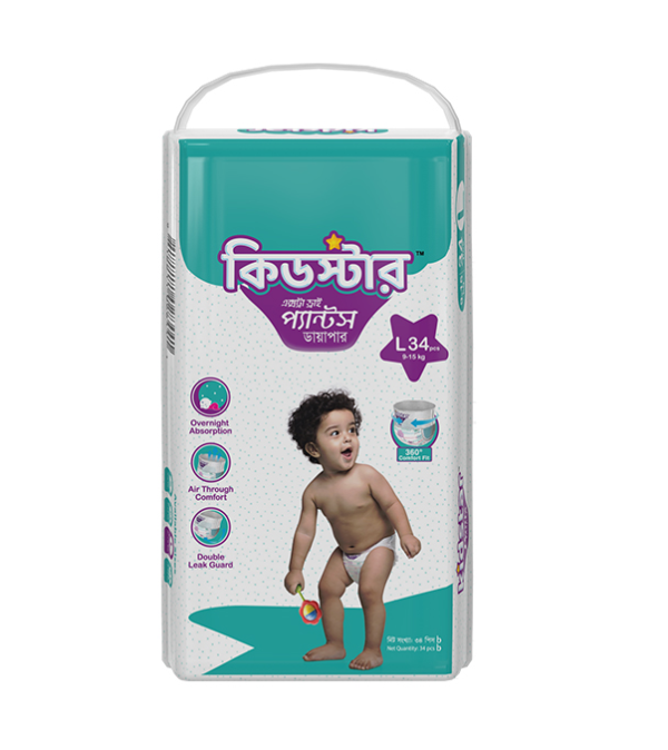 Kidstar Baby Diaper Pant L (9-15 kg) 34pcs (Packaging Image Of The Product May Vary)