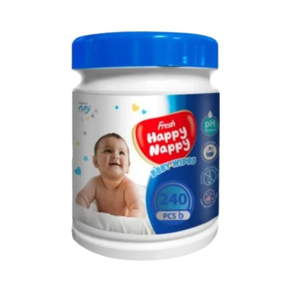 Fresh Happy Nappy Baby Wipes JAR 240 pcs (Packaging Image Of The Product May Vary)