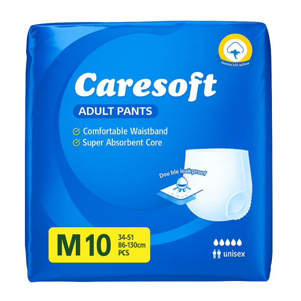 CareSoft Extra Absorb Adult Diaper Size M (10 Pants) (Waist Size 34-51) (Packaging Image Of The Product May Vary)