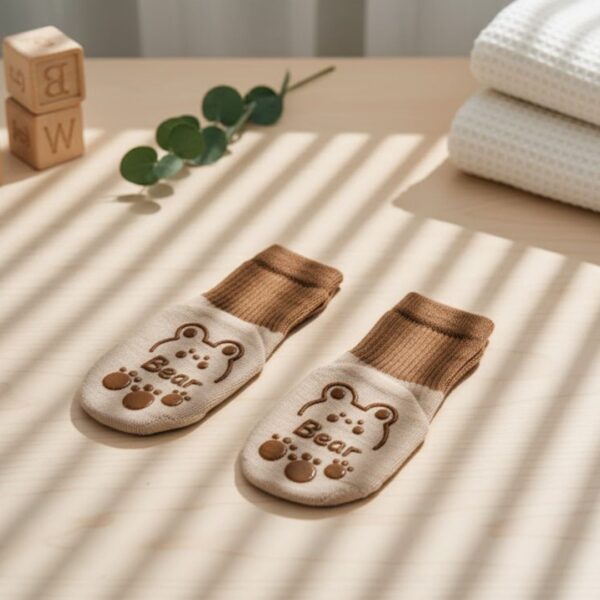 Baby Non-slip Padded Floor Socks Indoor For Early Age 0-2 Years (Bear)