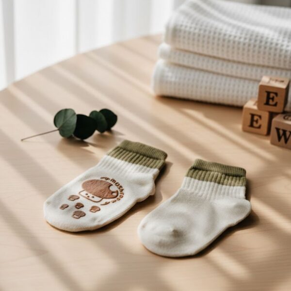 Baby Non-slip Padded Floor Socks Indoor For Early Age 0-2 Years (Mushroom)