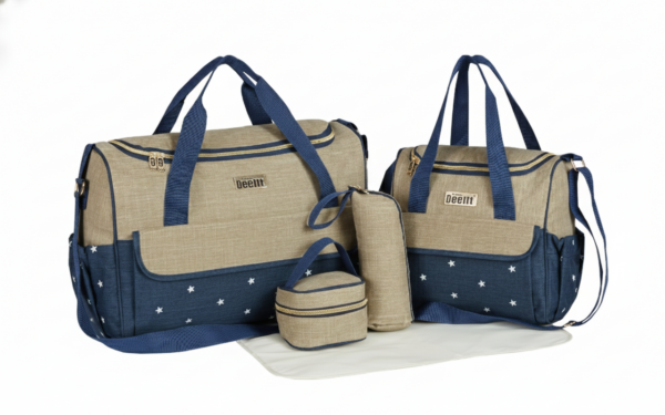 Premium 5 Piece Set Bags For Mother And Baby (Biscuit)