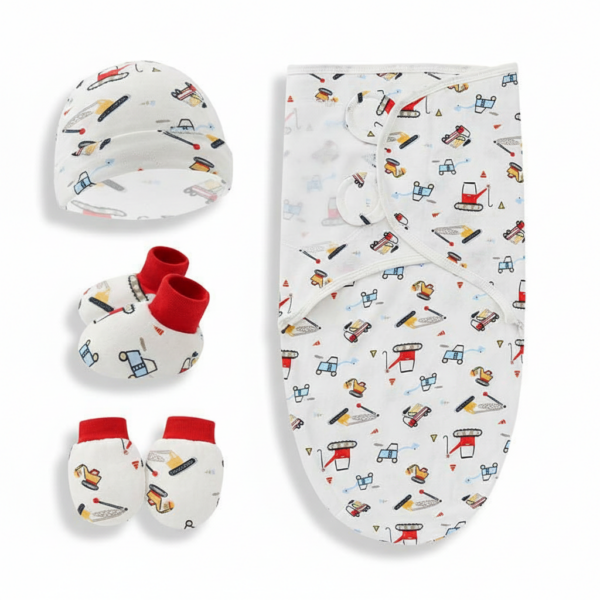 Baby Swaddle Wrapper Set 4 Pcs Fabric Cotton (0-6 month) (Vehicle)