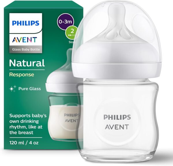 Philips Avent Natural Response Glass Feeding Bottle (0-3 month) 120ml