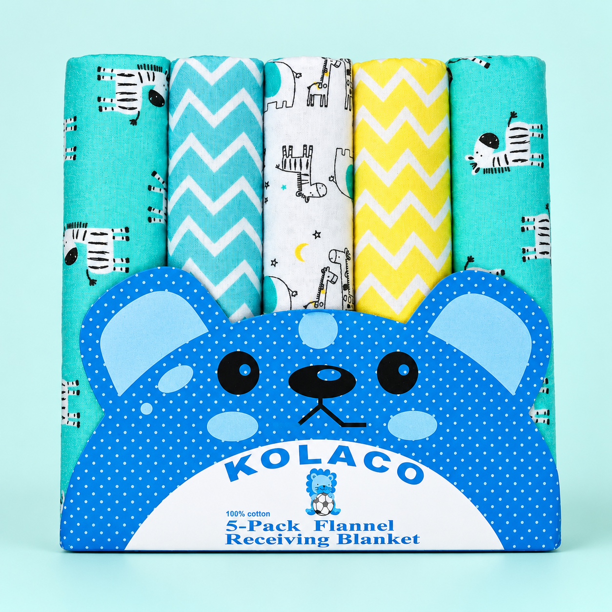 KOLACO Bear 5-Pack Flannel Blankets