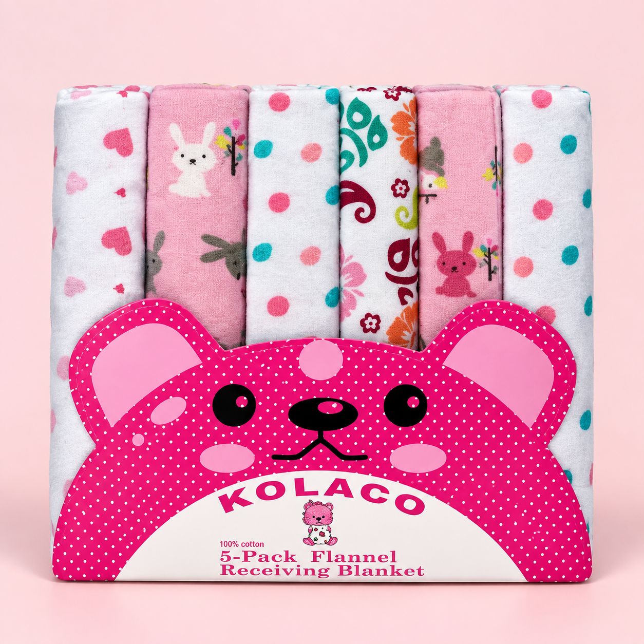 Pink Bear 5-Pack Blanket Set